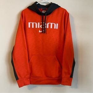 Nike University of Miami Hurricanes Center Swoosh Hoodie Orange Men’s Small